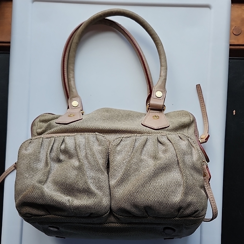 Tan Suede Shoulder Bag with Rounded Shape